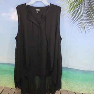 Ana Woman Blouse Plus Size 1X Black Sheer
